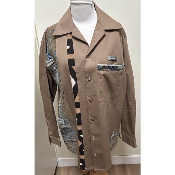Vintage James Brumfield Designs Jacket Coat Tan Overshirt Western - Size M - Picture 1 of 8